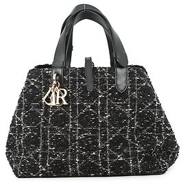 Borsa in tweed nera Cannage Toujours Medium Christian Dior per donne Nero