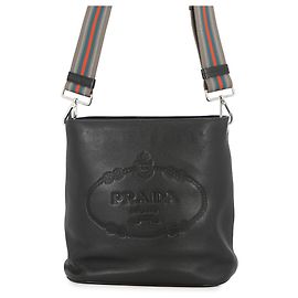 Borsa a spalla in pelle Vitello Phoenix di Prada PRADA Nera per Donne Nero