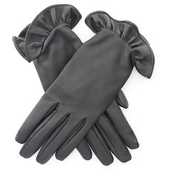 CHANEL Coco Mark Handschuhe, Lammleder, Damen, Schwarz Schwarz