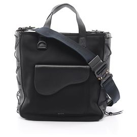 Borsa Tote/Sacchetto Dior x sacai Saddle Bag, in nylon e pelle, da uomo, nera Nero