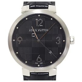 Louis Vuitton Tambour Damier Men's Watch, Black Dial, Quartz Movement, Refurbished. Black