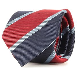 GUCCI Men's Regimental Silk Tie in Navy, Red, and Blue Blue
