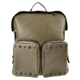 JIMMY CHOO LENNOX Rucksack/Daypack Leather Olive Silver Hardware Backpack Star Studs Silvery