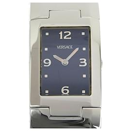 Damenarmbanduhr Versace aus Edelstahl in Silber mit Quarz-Analoganzeige, schwarzes Zifferblatt Schwarz