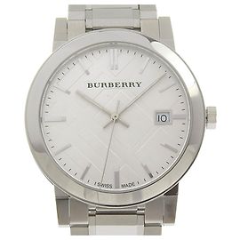 Burberry Stainless Steel Watch, Silver, Quartz, Analog Display, Silver Dial, Women's. Silvery