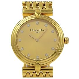 Christian Dior watch -, gold plated, quartz, analog display, dial, women's. Golden