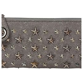 Bolsa de couro em forma de estrela com tachas Jimmy Choo, cinza carvão. Marrom