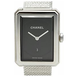 Orologio Chanel Boyfriend in tweed con quadrante nero per uomini e donne Nero