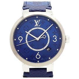 Orologio da uomo Louis Vuitton Tambour Monogram quadrante blu Blu