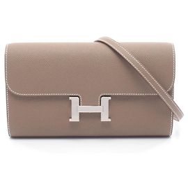 Hermès Constance Long Schultertasche/Handtasche aus Epsom-Leder, beige Beige