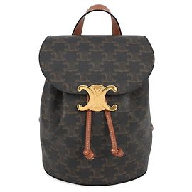 Céline Celine Bonito Triomphe Backpack Leather CELINE Brown Handbag Brown