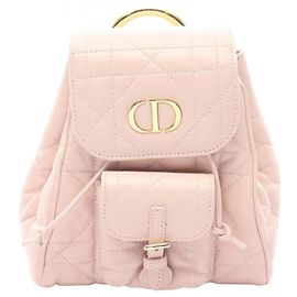 Christian Dior Dior CARO Small Macro Cannage Backpack/Handbag, Leather, Women's, Pink () Pink