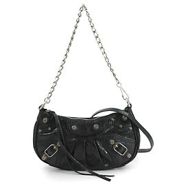 Balenciaga Le Cagole Mini Corrente Bolsa de Mão/Shoulder, Couro, Preto, Preto