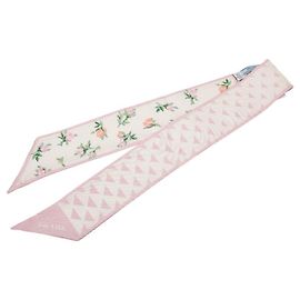 Cachecol Muffler Motivo Flor Twilly Prada Rosa Multicolorido Seda Feminino PRADA Rosa