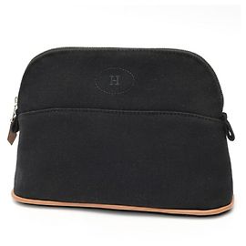 Hermès Hermes Bolide Pouch PM , Canvas and Leather, Black Black