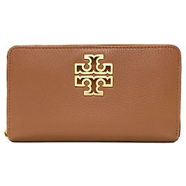 Tory Burch Round Zip Britten Long Wallet Leather Women's Brown