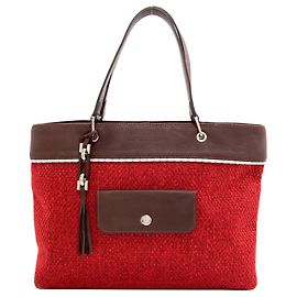 Bolsa Tote Logo Longchamp, Material de Couro/Tecido, Feminino Marrom