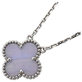Collana Alhambra Van Cleef & Arpels, Oro bianco, Calcedonio, Blu, Donne Blu