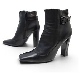 LOUIS VUITTON ANKLE BOOTS 38 IN BLACK IRIDESCENT LEATHER Black