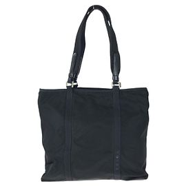 Prada Nylon Leather Black Tote Shoulder Bag Black