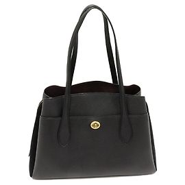 Coach Pebble Leather Suede Tote Bag Black