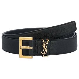 Saint Laurent Cinto com fivela quadrada monogramada Preto