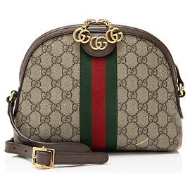 Sac à épaule petit modèle Ophidia Dome GG Supreme de Gucci Marron Beige