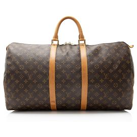 Louis Vuitton Vintage Monogram Canvas Keepall 55 Duffle Brown