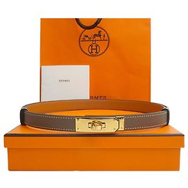Hermès Ceinture Kelly Etoupe Or Epsom Ensemble Complet Cadeau Doré Métallisé