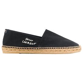 Saint Laurent Embroidered Logo Espadrille Black