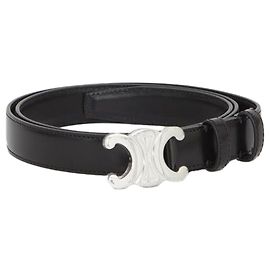 Céline Glatte Kalbsledergürtel Medium Triomphe Schwarz