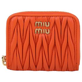 Miu Miu Münzgeldbörse aus Lammleder Orange