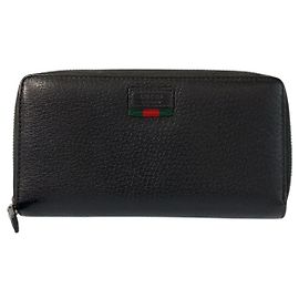 Gucci Black Leather Long Wallet Black