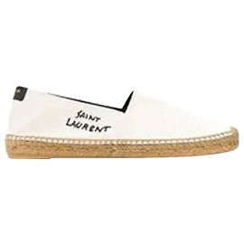 Saint Laurent Espadrille mit gesticktem Logo Weiß