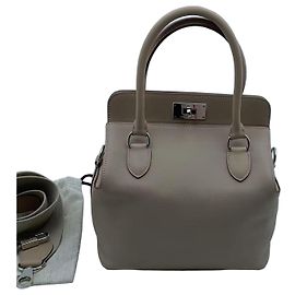 Hermès Toolbox 20 Milk Box Grey Leather Handbag Grey