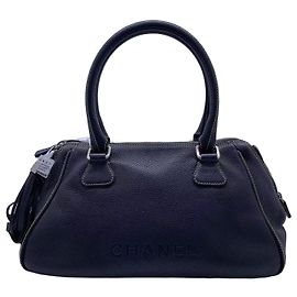 Chanel Black Leather Dumpling Bowling Bag Black