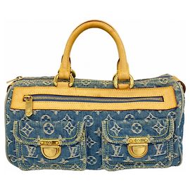 Louis Vuitton Monogram Denim Neo Speedy Handbag Blue