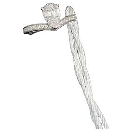 Chaumet White Swan 1-carat Drop Diamond Ring Size 51 Silvery