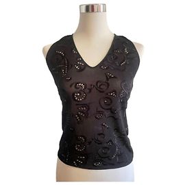 Wunderschönes elegantes Top GIORGIO ARMANI schwarz mit Spitze-Effekt Schwarz