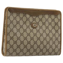 GUCCI GG Supreme Pochette en PVC Beige Or 97 01 036 Auth 176652 Beige Doré