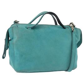 BALLY Sac à main en daim 2 voies Bleu clair Or Auth 177158A Doré Bleu clair
