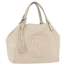 Borsa Tote Gucci Soho in pelle bianca argento 282309 Auth ep14431 Argento Bianco