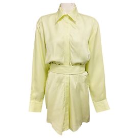 Autre Marque Brandon Maxwell Honeydew / Hellgrünes Vera Gürteldress Mini Kleid Grün