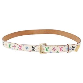 LOUIS VUITTON Multicolor Gürtel Weiß LV Auth 176955A Weiß