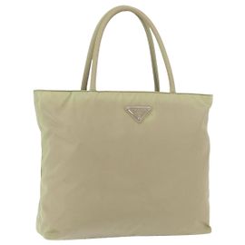 PRADA Sac à main en nylon vert argent Auth 176258 Argenté Vert