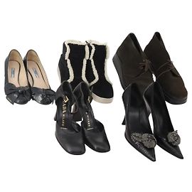 Scarpe PRADA in pelle scamosciata 5 pezzi marrone nero Auth 174775 Marrone Nero
