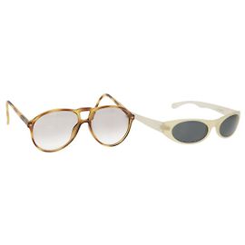GIVENCHY Christian Dior Sunglasses plastic 2 Set Beige Brown Auth BA12345 Brown Beige