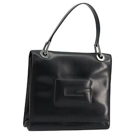 GUCCI Handtasche aus schwarzem Leder mit Silber 007 2002 Auth 176212 Schwarz Silber