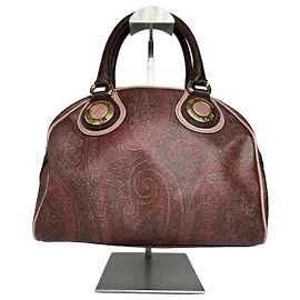 Vintage Etro Paisley Handbag Coated Canvas Brown Brown