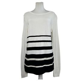 Vintage Salvatore Ferragamo gestreifter Stricktop Creme Schwarz XL Beige